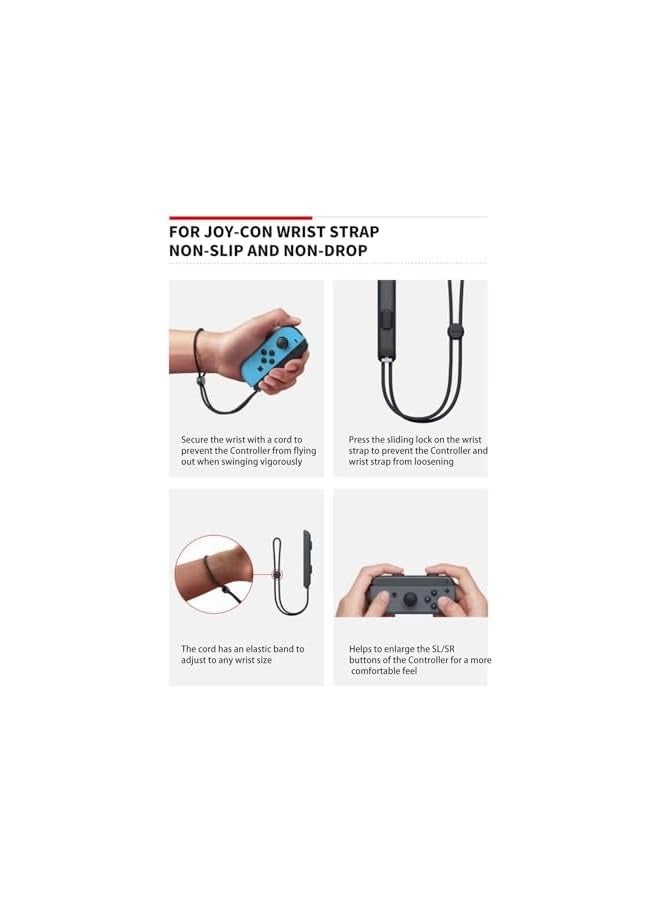 PROMASS Joysticks Wrist Strap for Switch Joycon, 2 Pack Lanyard Replacement Accessories for Joy-Con Controller, Support Adjustable Tightness Straps for Nintendo Switch and OLED Joycon (Black)  - Image 4