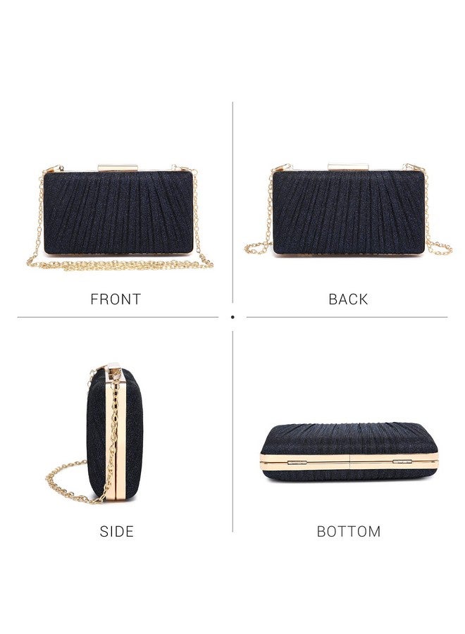 Dasein Women Evening Purses Clutch Bags Formal Party Clutches Wedding Purses Cocktail Prom Handbags (Pleated Navy Blue) - Image 1