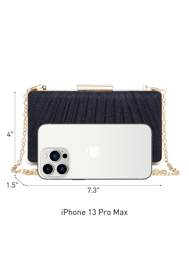 Dasein Women Evening Purses Clutch Bags Formal Party Clutches Wedding Purses Cocktail Prom Handbags (Pleated Navy Blue) - Image 3