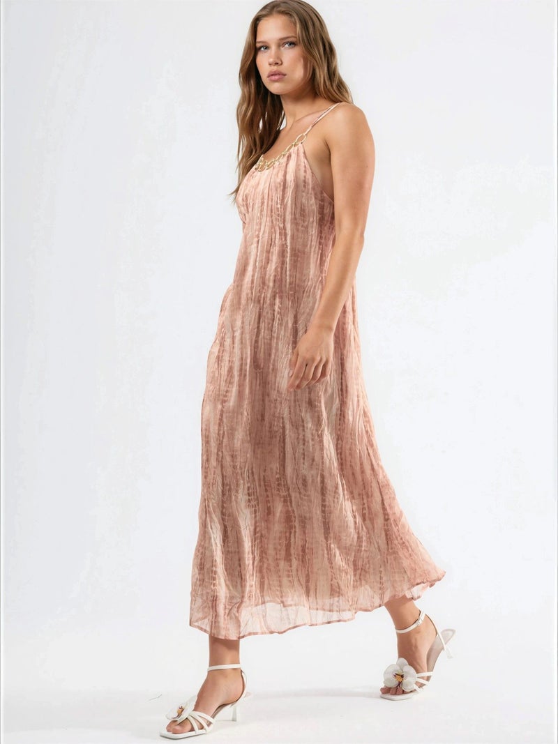 Qustyle QU STYLE Accessory Detailed Patterned Maxi Dress - Image 3