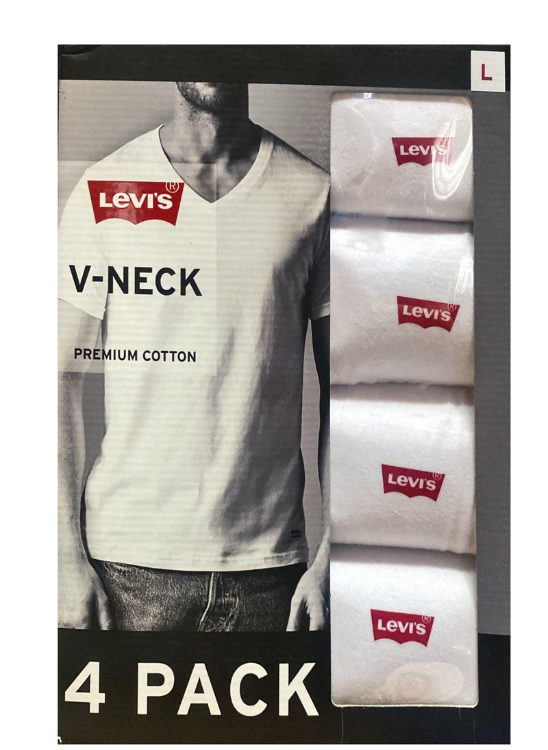 Levi's V Neck T-shirts 4 Pack , Whites  - Image 1