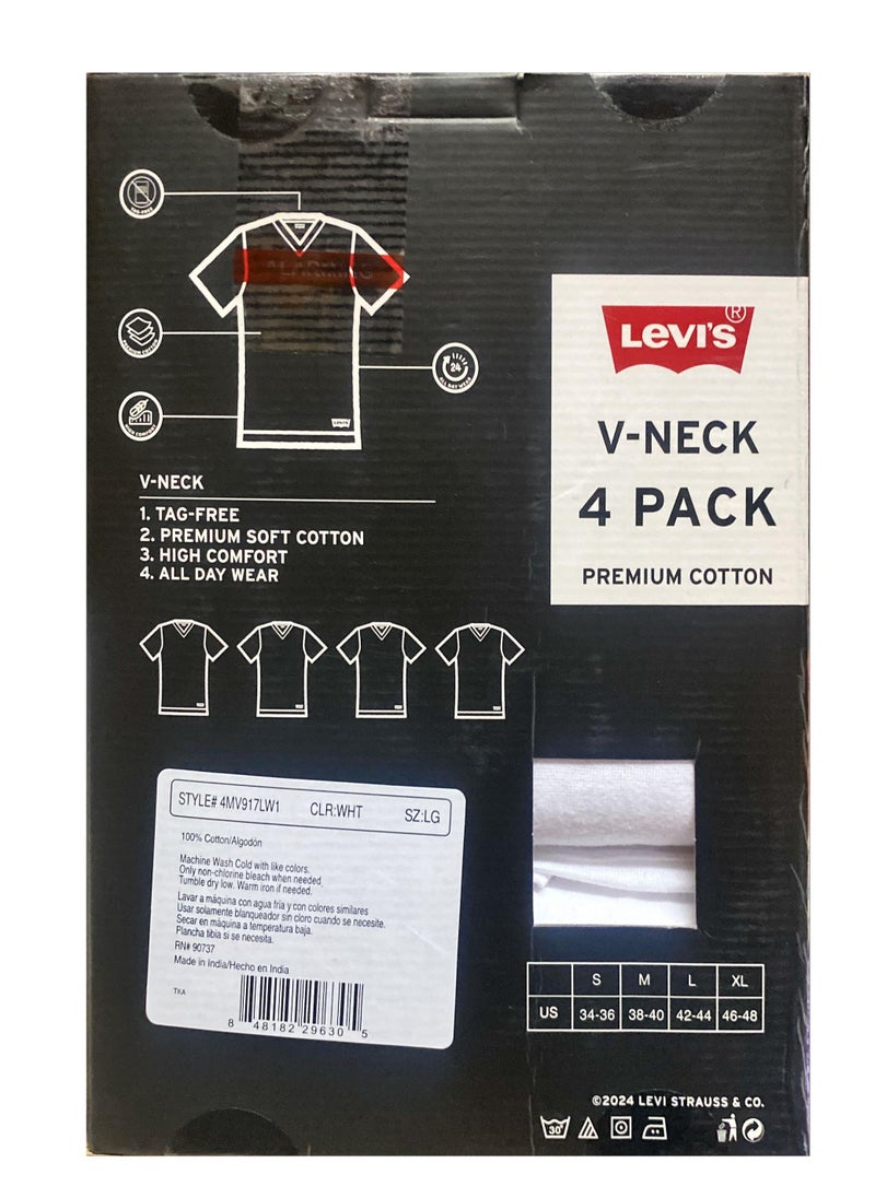 Levi's V Neck T-shirts 4 Pack , Whites  - Image 2