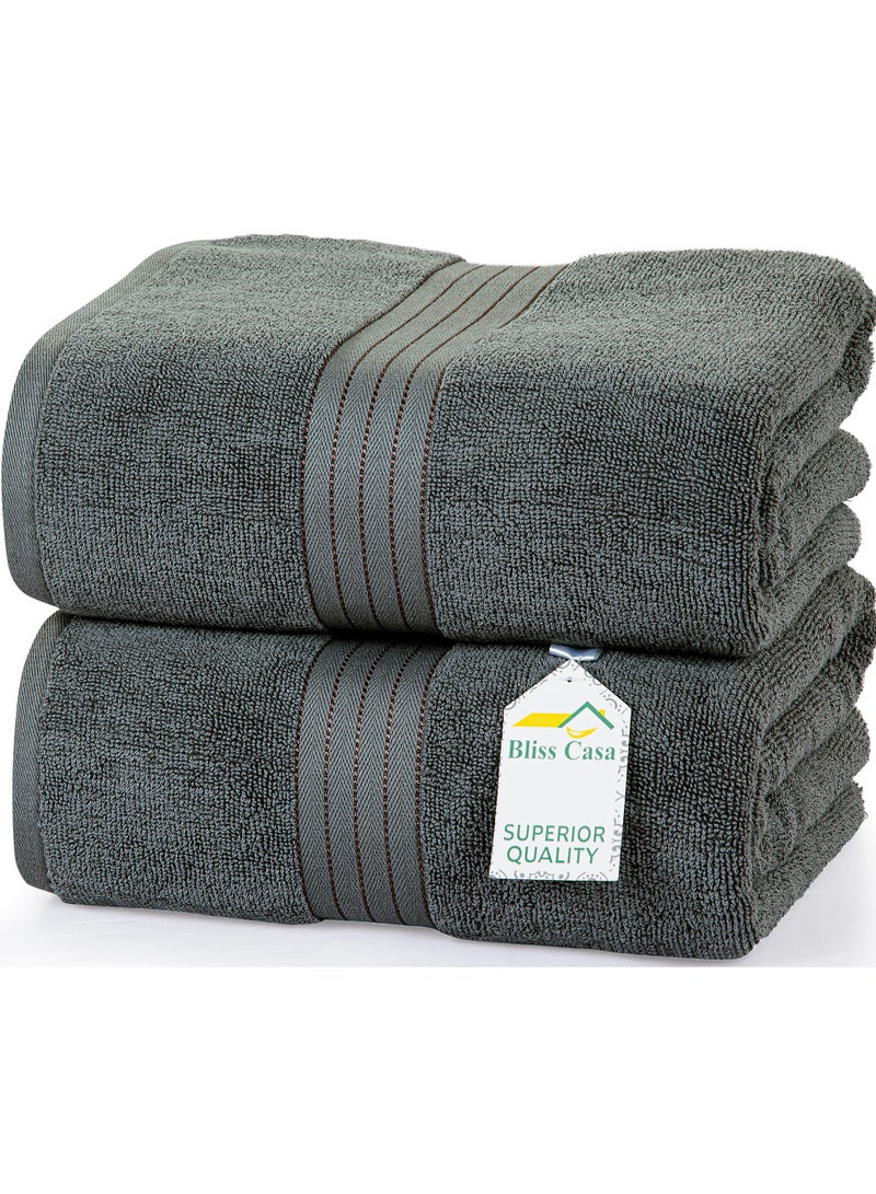 Bliss Casa Bliss Casa Luxurious Jumbo Bath Sheet 90 x 180 cm (2 Pack) - 550 GSM 100% Cotton 20/D Highly Absorbent and Quick Dry Hotel Bath Sheet Set  - Image 1