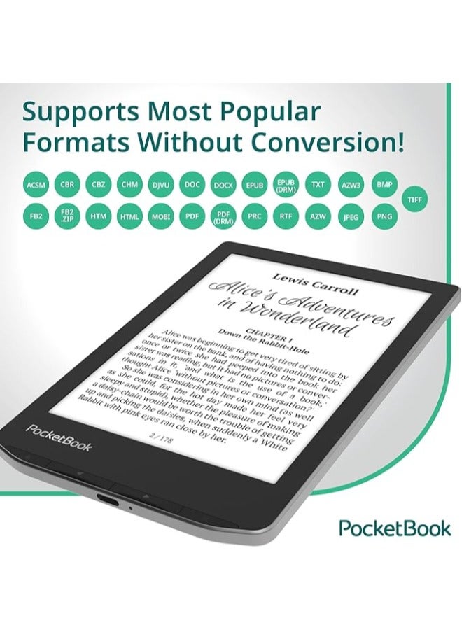 PocketBook VERSE E-READERS | Eye-Friendly 6'' E-Ink Carta™ HD Touchscreen | Adjustable SMARTlight | Up to 1 Month of Battery Life | WiFi & Memory Card Slot | E-Book Reader - Bright Blue  - Image 5