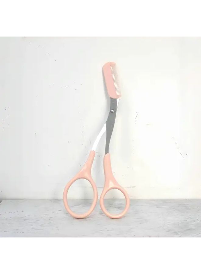 Pink Eyebrow Scissors With Comb Stainless Steel Precision Grooming Tool Unisex - Image 2