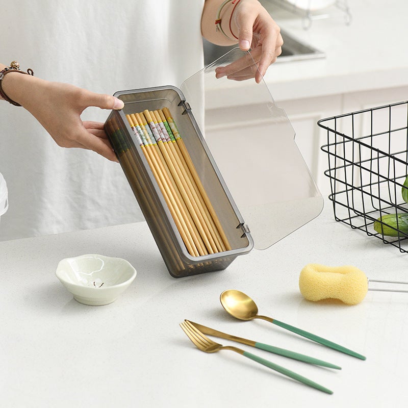 Chopsticks Drain Box Tableware Storage Box With Lid Drain Dustproof Chopsticks Cage Kitchen Multifunctional Storage Box Tea Cup Drain - Image 4