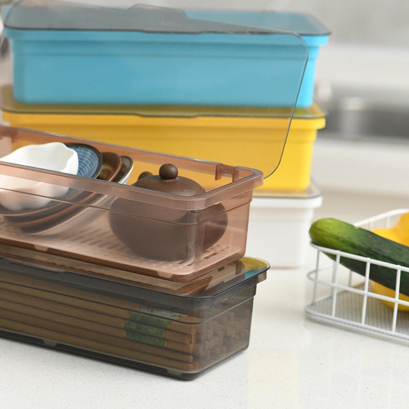 Chopsticks Drain Box Tableware Storage Box With Lid Drain Dustproof Chopsticks Cage Kitchen Multifunctional Storage Box Tea Cup Drain - Image 5