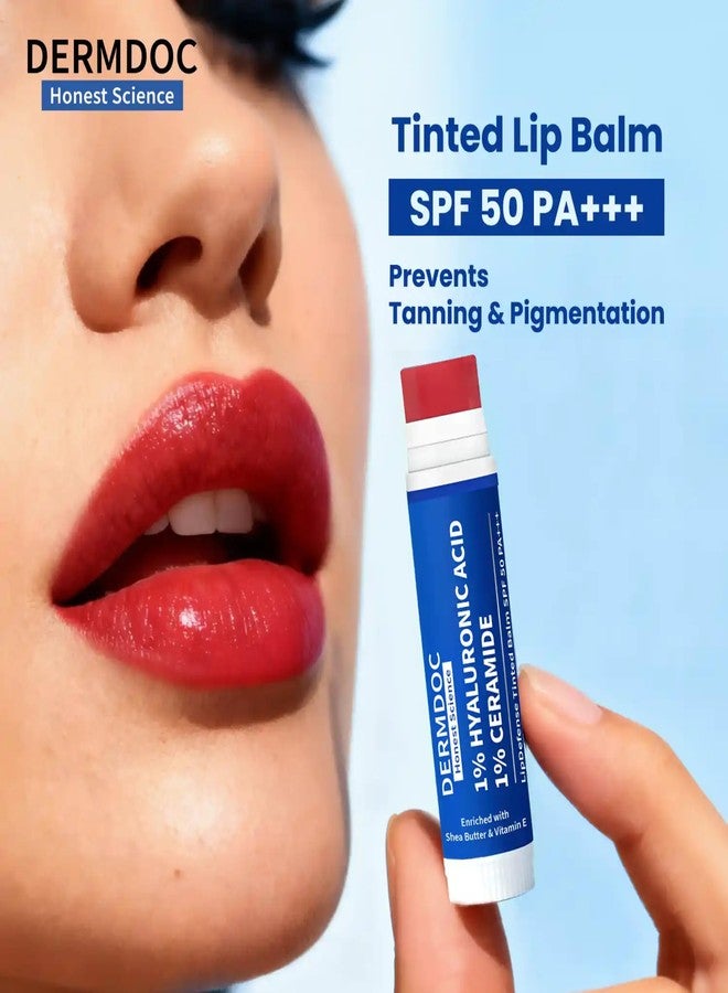 DermDoc 1% Hyaluronic Acid + 1% Ceramide Berry Tinted Lip Balm SPF 50 PA+++ 4 gm| Hydrates, Repairs & Protects Lips | UV Defense + 4 Hr Water Resistance | High Tint Coverage | Deep Moisturization | Sun Protection| Enriched with Shea Butter & Vitamin E - Image 5