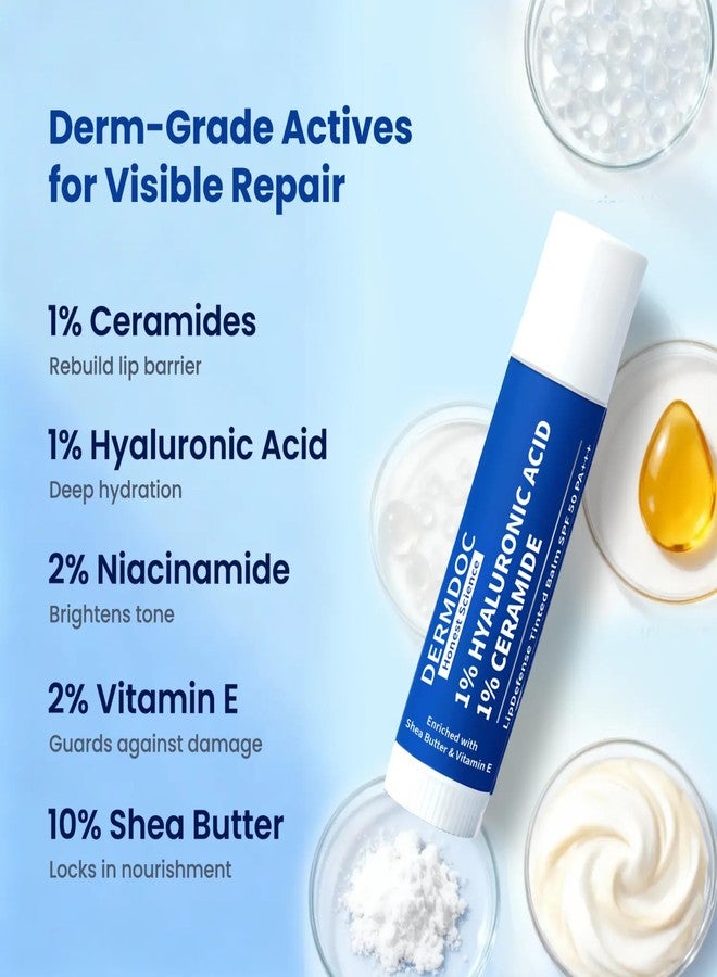 DermDoc 1% Hyaluronic Acid + 1% Ceramide Berry Tinted Lip Balm SPF 50 PA+++ 4 gm| Hydrates, Repairs & Protects Lips | UV Defense + 4 Hr Water Resistance | High Tint Coverage | Deep Moisturization | Sun Protection| Enriched with Shea Butter & Vitamin E - Image 4
