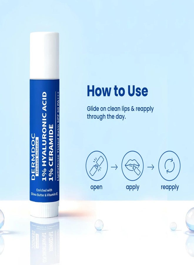 DermDoc 1% Hyaluronic Acid + 1% Ceramide Berry Tinted Lip Balm SPF 50 PA+++ 4 gm| Hydrates, Repairs & Protects Lips | UV Defense + 4 Hr Water Resistance | High Tint Coverage | Deep Moisturization | Sun Protection| Enriched with Shea Butter & Vitamin E - Image 3