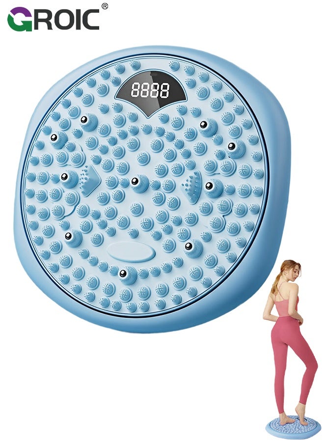 GROIC Waist Twister Disc, Waist Twist Board for Exercise Twisting with Digital Counter & with Massage Foot Sole for Women Belly Fat Body Shaping Fitness - Blue - Image 1