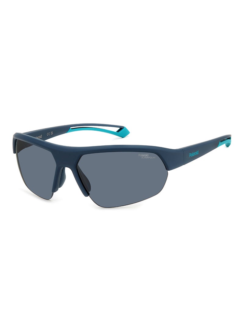 Polaroid Unisex Polarized Rectangular Sunglasses - Pld 7048/S Blue Millimeter - Lens Size: 65 Mm  - Image 1