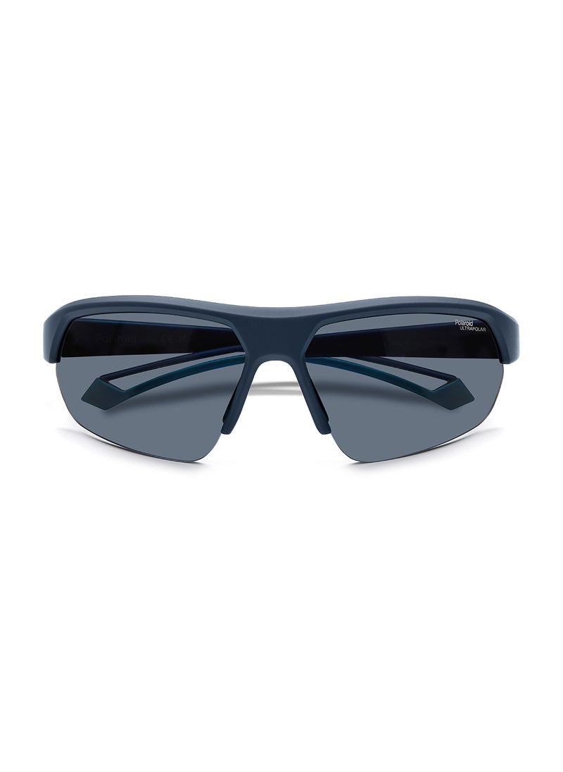 Polaroid Unisex Polarized Rectangular Sunglasses - Pld 7048/S Blue Millimeter - Lens Size: 65 Mm  - Image 4