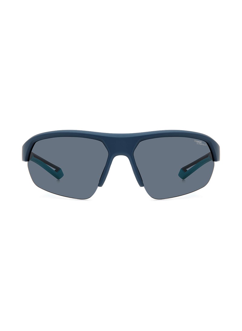 Polaroid Unisex Polarized Rectangular Sunglasses - Pld 7048/S Blue Millimeter - Lens Size: 65 Mm  - Image 3