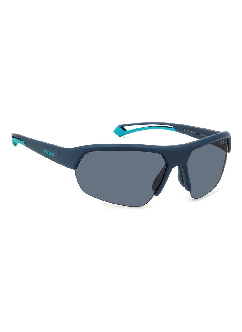 Polaroid Unisex Polarized Rectangular Sunglasses - Pld 7048/S Blue Millimeter - Lens Size: 65 Mm  - Image 2
