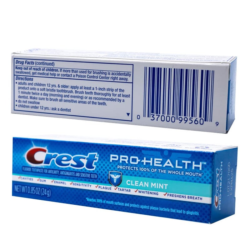 Crest 037000995609 Pro-Health Clean Mint Toothpaste, Smooth Formula 0.85 Oz, Travel Size, (24 Pack) - Image 2