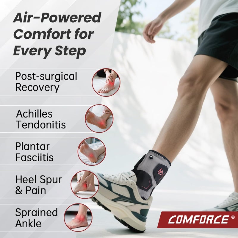 COMFORCE Plantar Fasciitis Ankle Support with Airbag, Heel and Arch Pain Relief with Air Inflation Device, Achilles Tendonitis Relief, Sports Injuries and Recovery for Men & Women(Need to Inflate) - Image 4