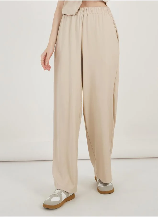 Styli Regular Fit Waistcoat and Wide Leg Pants Co-Ords