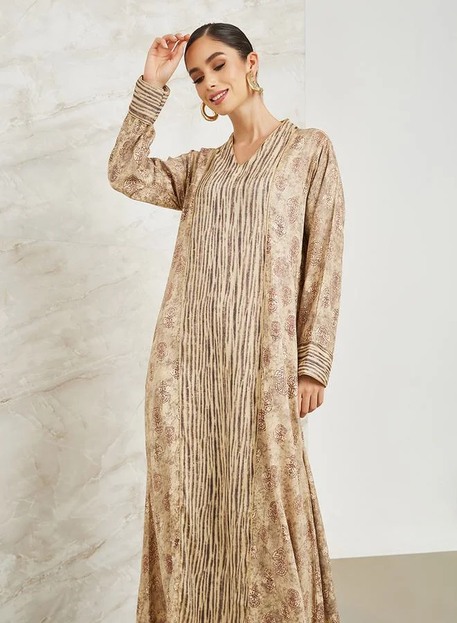 Maxim Creation All Over Block Print Jalabiya by Styli