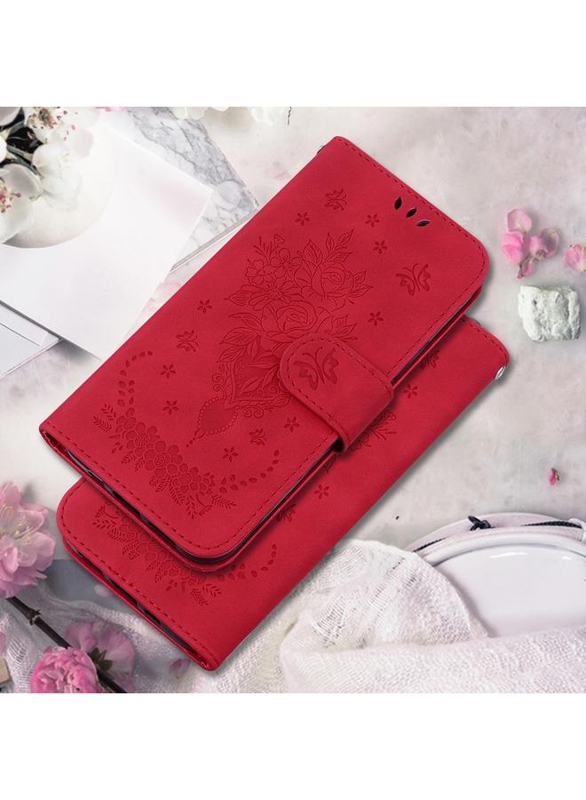 اس-توب جراب لهاتف Redmi Note 14 Pro / Note 14 Pro+ 5G جراب هاتف جلدي منقوش بنقشة فراشة وردية - Image 2