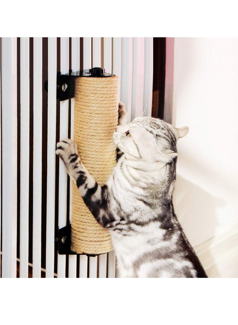 Cat Scratching Post, Wall Mounted Cat Scratcher Grinding Claws Pole, Cat Tree Wall Mounted Flax Cat Scratch Post, Durable Cat Scratching Posts for Indoor Cat Cage (7 x 40 cm) - Image 2