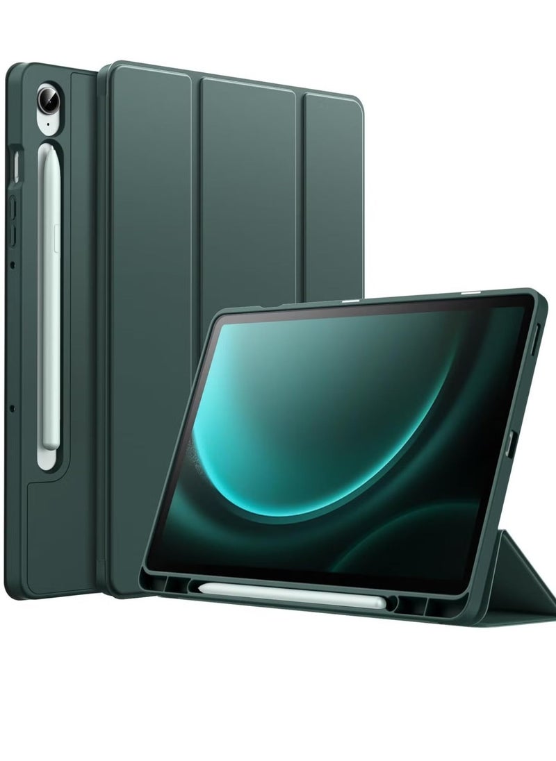 Samsung Galaxy Tab S9 FE 10.9-Inch Case – Soft TPU Tri-Fold Stand Cover with S Pen Holder, S Pen Charging Support, and Auto Wake/Sleep (Midnight Green) - Image 1