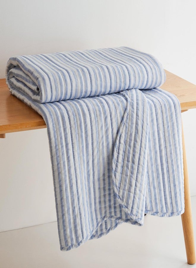 Levtex Home - Martha Stripe - Throw - Stripe - Blue White - Quilted Throw (50x60in.) - Cotton - Image 3