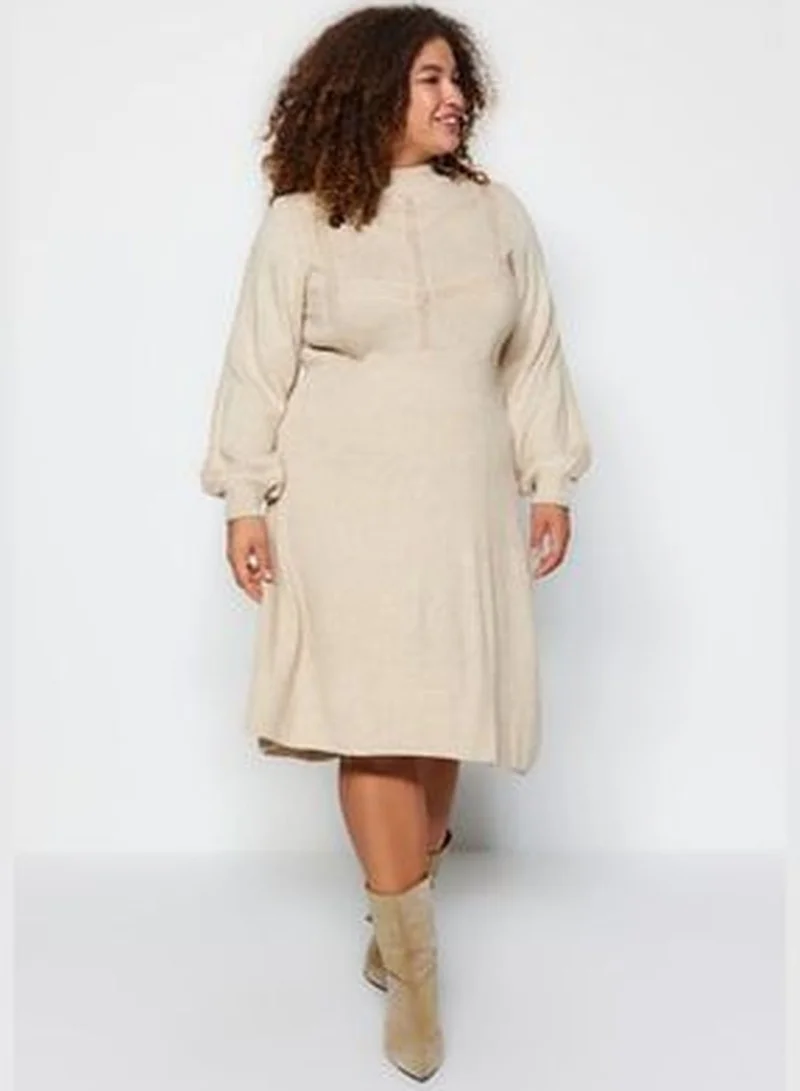 trendyol Beige Knitted Detailed Sweater Dress TBBAW24AH00018