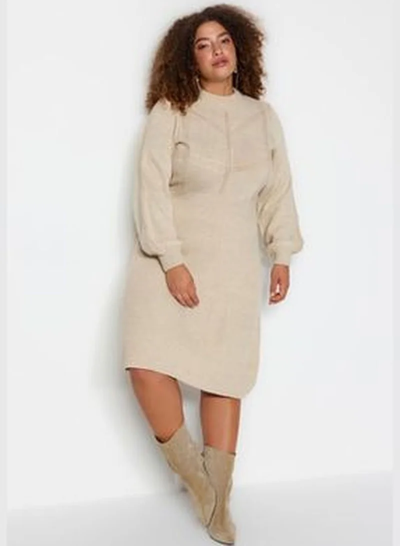 trendyol Beige Knitted Detailed Sweater Dress TBBAW24AH00018