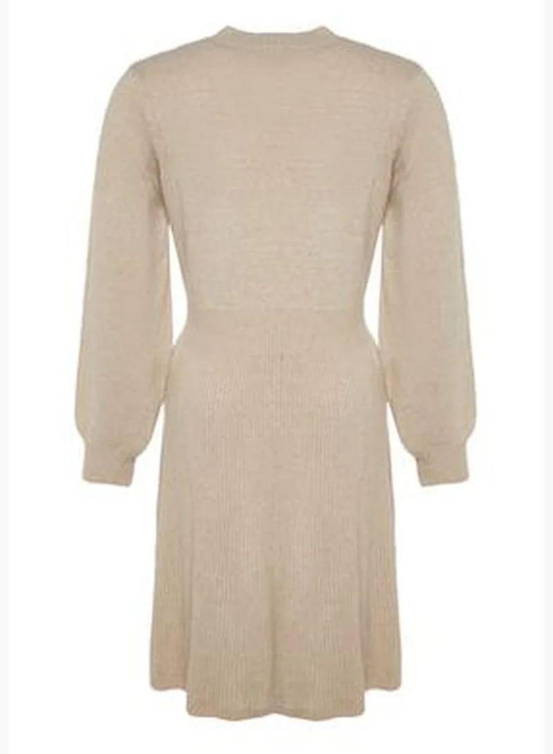 trendyol Beige Knitted Detailed Sweater Dress TBBAW24AH00018