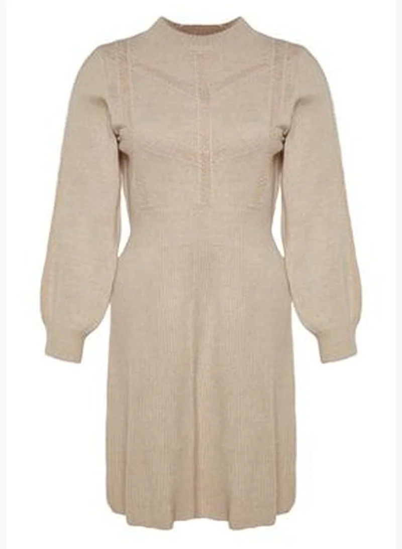 trendyol Beige Knitted Detailed Sweater Dress TBBAW24AH00018