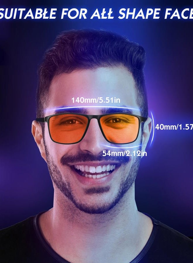 HMTIY Blue Light Blocking Glasses Gaming- Filtering Computer Gaming Screen/TV/Phone UV Blue Ray - Amber Lens - Image 3