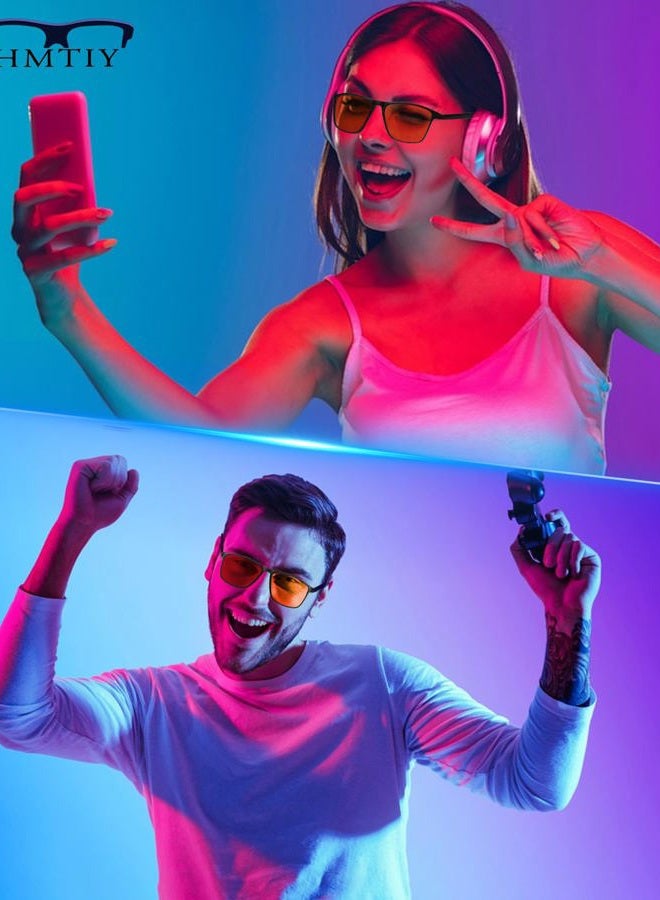 HMTIY Blue Light Blocking Glasses Gaming- Filtering Computer Gaming Screen/TV/Phone UV Blue Ray - Amber Lens - Image 5