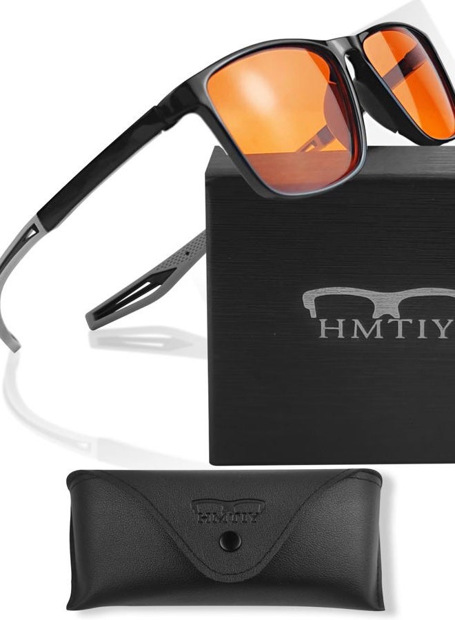 HMTIY Blue Light Blocking Glasses Gaming- Filtering Computer Gaming Screen/TV/Phone UV Blue Ray - Amber Lens - Image 1