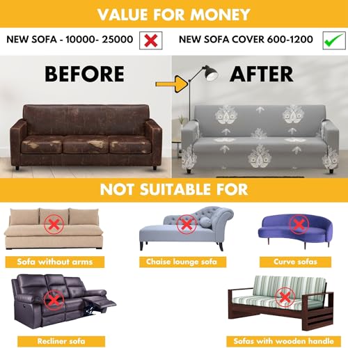 Bigkart Elastic Sofa Covers for 3 Seater Sofas | Polyster-Spandex, Stretchable, Sofa Covers for Single, Double and Triple Seater Sofas - Image 5
