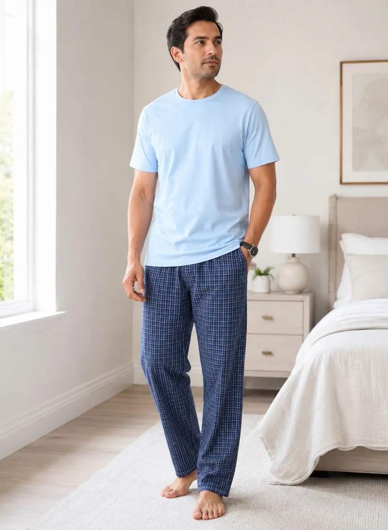 victor and jane Men’s Short Sleeve T-Shirt & Long Pants Pyjama Set – Comfortable Relaxed Fit