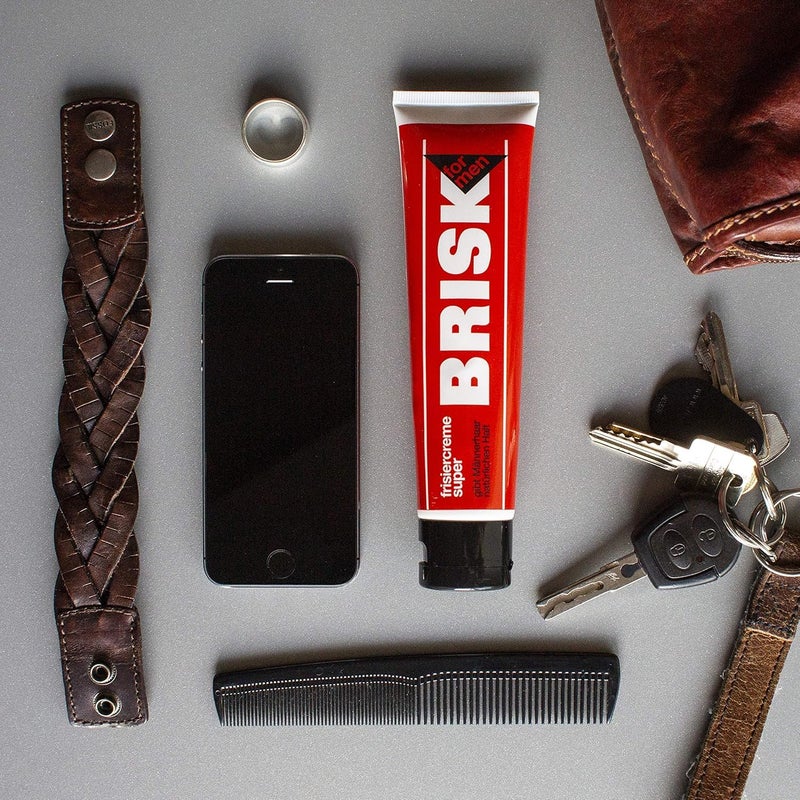 BRISK كريم تصفيف الشعر بريسك سوبر - كريم تصفيف الشعر برائحة ذكورية وعشبية لشعر مغذى - يحافظ على شكل الشعر بسهولة دون لصق - أنبوب 100 مل - Image 2