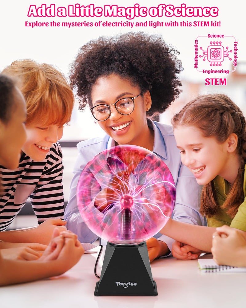 Theefun Plasma Ball: 8 Inch Huge Plasma Globe Christmas Gifts Touch & Sound Sensitive Ball Lamp Electric Lightning Novelty Light for Parties, Home, Prop, Room Decoration - Image 4