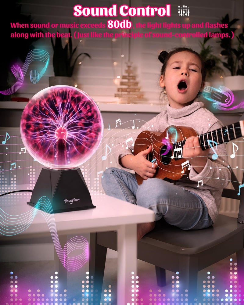 Theefun Plasma Ball: 8 Inch Huge Plasma Globe Christmas Gifts Touch & Sound Sensitive Ball Lamp Electric Lightning Novelty Light for Parties, Home, Prop, Room Decoration - Image 2