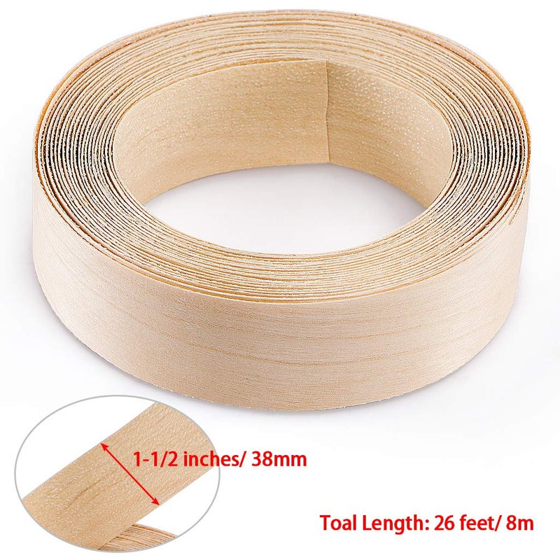 Skelang Birch Wood Veneer 1-1/2” x 26’, Wood Edge Tape with Adhesive, Flexible Wood Edgebanding Strip for Shelving, Cabinetry, Furniture - Image 3