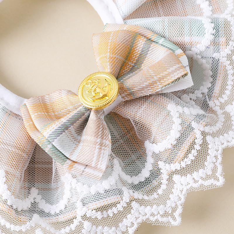 KittuPet Cat Collar - Delicate and Cute Lace Dog Bandana, Pet Bib with Bow Collars Pet Scarf Saliva Towel (Medium, Brown) - Image 2