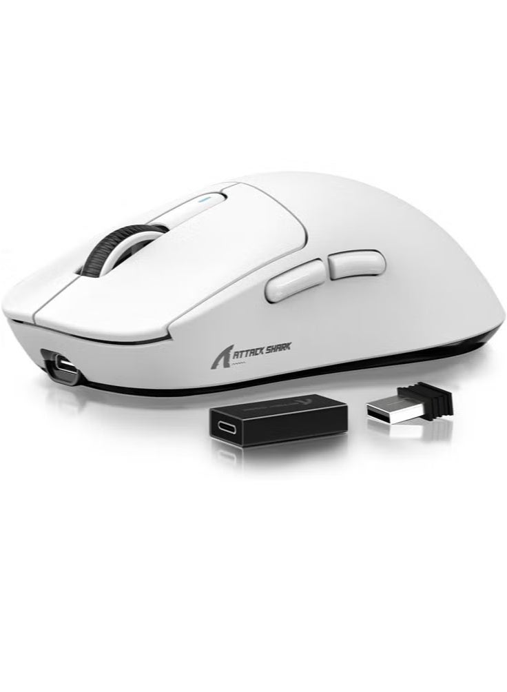 Attack Shark X3PRO 4K/8K Lightweight Wireless Gaming Mouse with Tri-Mode(Wired/2.4GHz/BT),PAW3395 Optical Sensor,26K DPI,Kailh GM8.0 Switch,Long Battery,7 Buttons for PC/Laptop/Win/Mac(White)  - Image 1