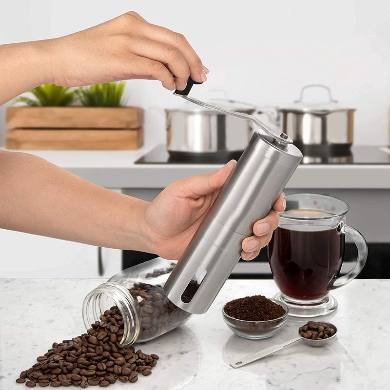 N.C N/C Manual Coffee Grinder with Adjustable Settings Conical Burr Grinder for Coffee Beans, Stainless Steel Burr Coffee Grinder for Aeropress, Drip Coffee, Espresso, French Press (silver) - Image 3