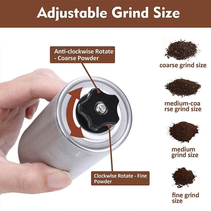 N.C N/C Manual Coffee Grinder with Adjustable Settings Conical Burr Grinder for Coffee Beans, Stainless Steel Burr Coffee Grinder for Aeropress, Drip Coffee, Espresso, French Press (silver) - Image 5