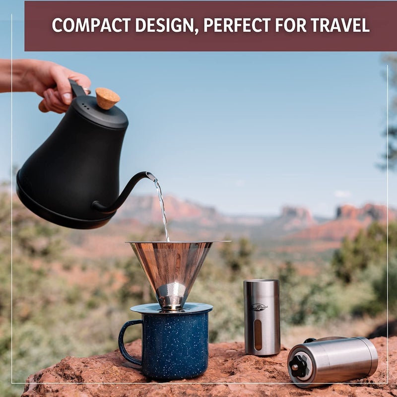 N.C N/C Manual Coffee Grinder with Adjustable Settings Conical Burr Grinder for Coffee Beans, Stainless Steel Burr Coffee Grinder for Aeropress, Drip Coffee, Espresso, French Press (silver) - Image 2