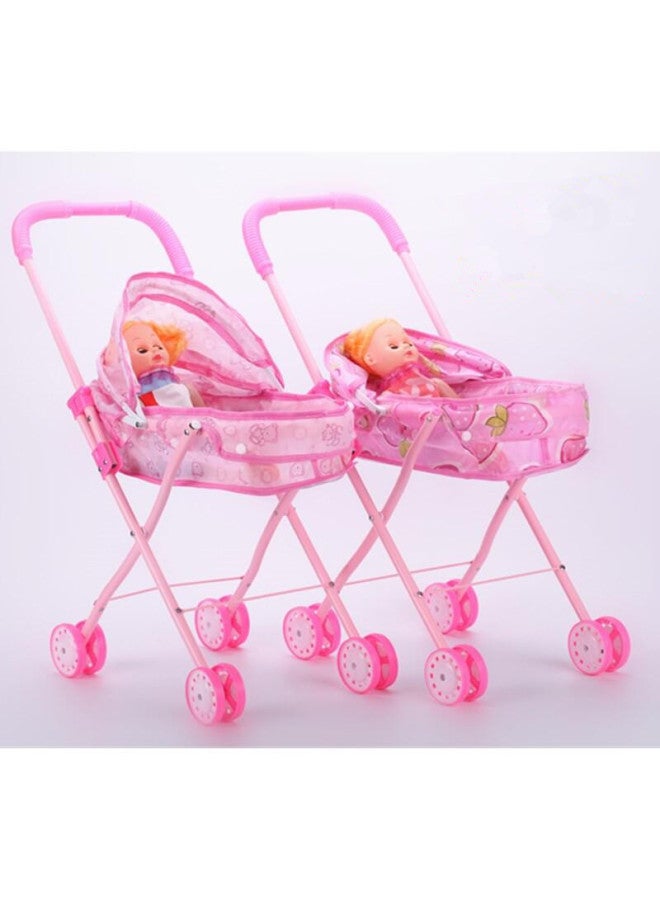 Doll Children's Toy Girl Play House Trolley Toy Simulation Baby Baby Iron Trolley Wholesale-Color:Iron Trolley + Long Leg Female Doll - Image 1