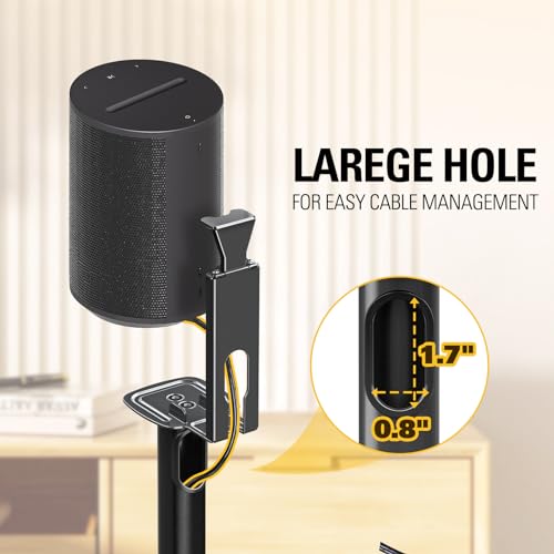 Mounting Dream Speaker Stand for Sonos Era 100, One, One SL, Play:1, Height Adjustable 32.5"- 42", Single Surround Sound Speaker Stand with Cable Management, 13.2 LBS Loading MD5411 - Image 3