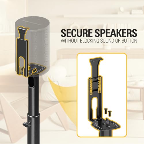 Mounting Dream Speaker Stand for Sonos Era 100, One, One SL, Play:1, Height Adjustable 32.5"- 42", Single Surround Sound Speaker Stand with Cable Management, 13.2 LBS Loading MD5411 - Image 4