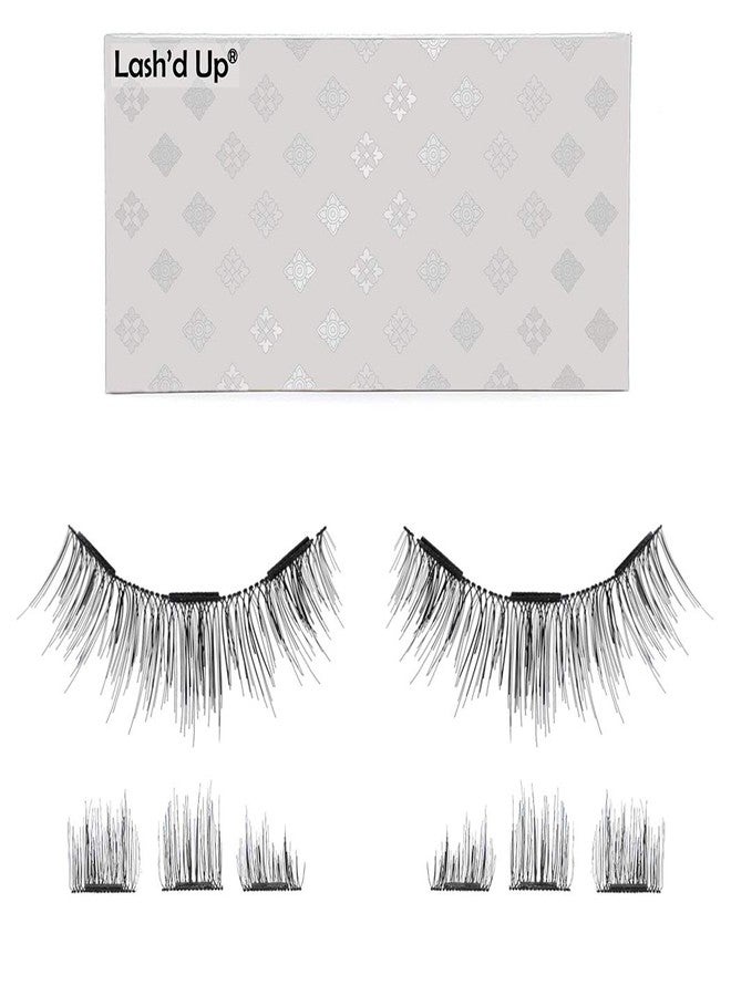 Lash'd Up Magnetic Eyelashes Without Eyeliner 3 Magnets (Can also be worn as Dual Magnets) Full Eye Snap-on Set Soft Faux Silk Vegan (Long & Volume) - Image 1