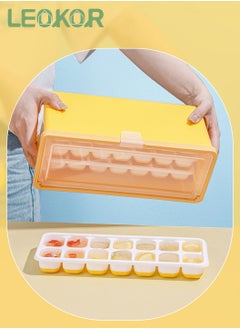 LEOKOR Ice Cube Tray with Lid and Storage Box Easy Release 42 Small Nugget Ice Tray Flexible Ice Cube Molds with Scoop and Cover  - Image 2